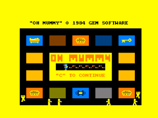 Oh Mummy title screen for Amstrad CPC
